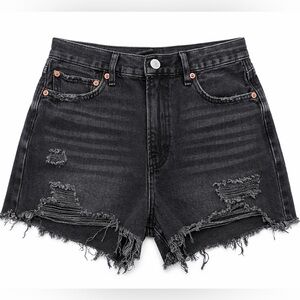 90s boyfriend short size 4 American Eagle Outfitters Black Distressed High-Rise